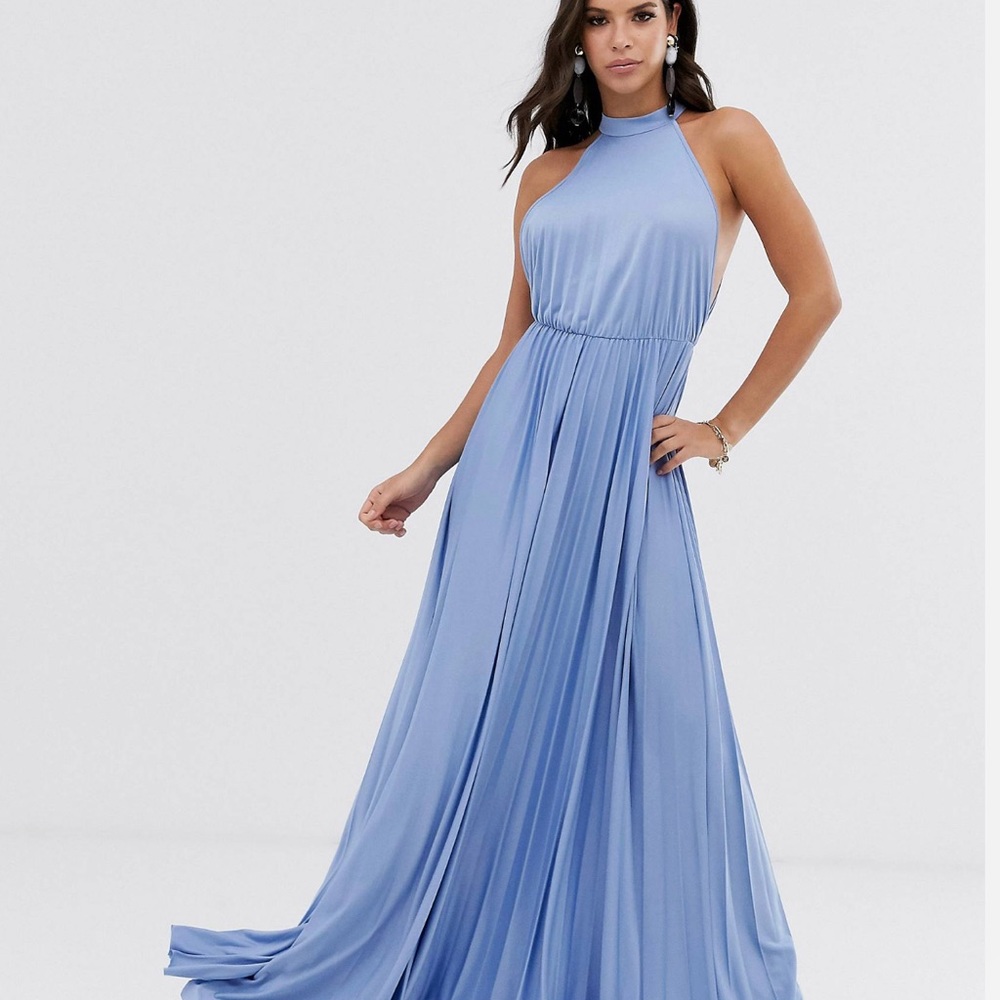 ASOS Halter Pleated Waisted Maxi Dress NWT
